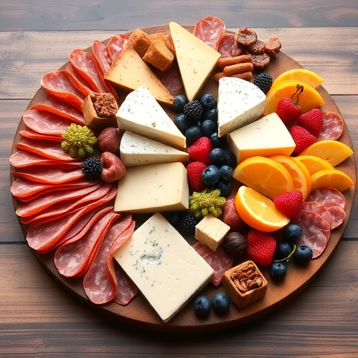 Best Things to Go With a Charcuterie Board 1 Things To Go With Charcuterie Board — wooden board with meats, cheeses, nuts, and fruit, gourmet entertaining idea