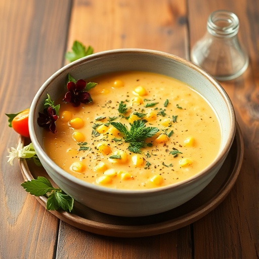 Cheddar Corn Chowder and Garden Salad