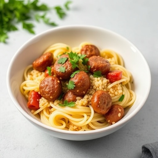 Cheesy Sausage and Orzo Recipe 1 Sausage And Orzo Recipe — bowl of creamy sausage and orzo pasta topped with cheese and herbs, quick dinner idea