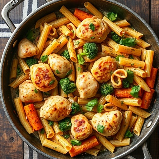 Easy Throw Together Meals for Busy Nights 1 Throw Together Meals — skillet filled with mixed vegetables, chicken, and pasta, quick weeknight dinner idea