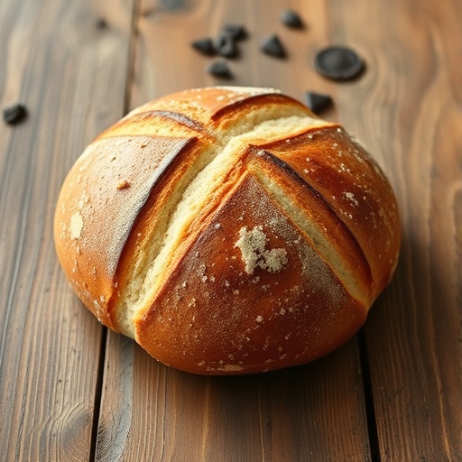 Homemade Roll of Bread Recipe 1 Roll Of Bread — freshly baked bread roll on a rustic wooden table, homemade bread recipe