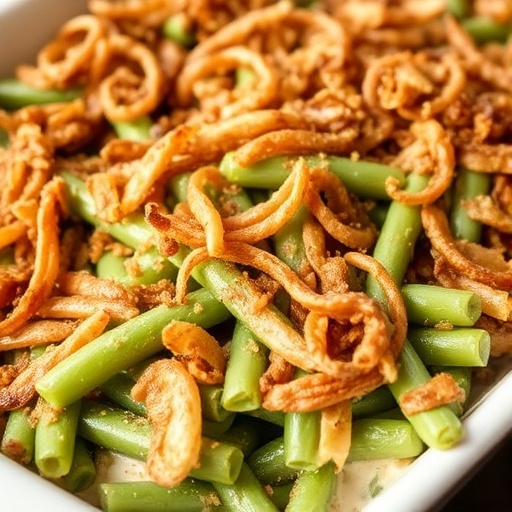 World’s Best Green Bean Casserole 1 Worlds Best Green Bean Casserole — creamy casserole with crispy fried onions on top, festive Thanksgiving side dish