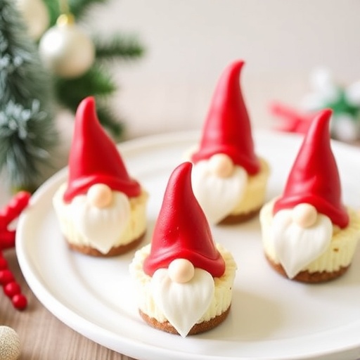 Adorable Gnome Mini Cheesecakes: Whimsical Holiday Dessert Idea!