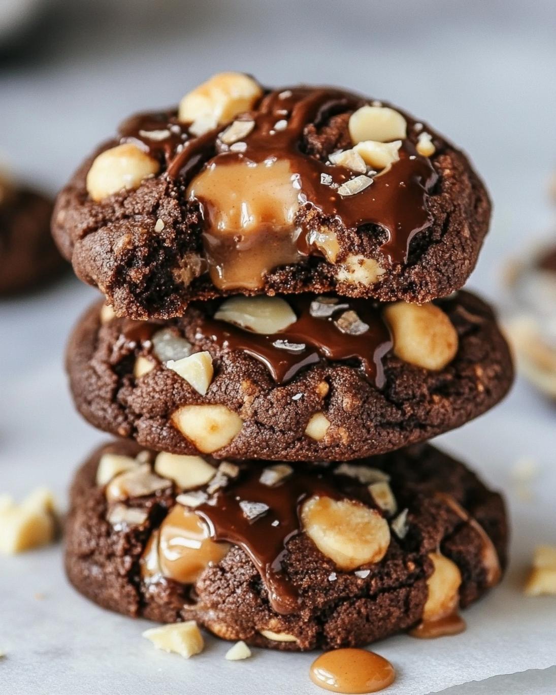 Gooey Caramel Chocolate Peanut Butter Cookies Irresistible Dessert Recipe 1