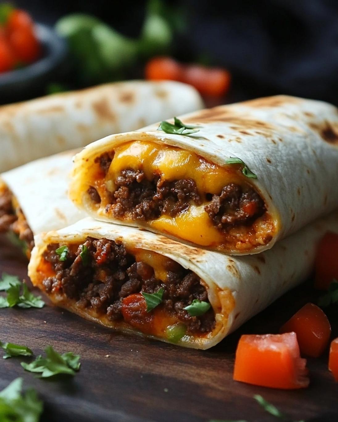 Cheesy Beef Melt Burritos Recipe