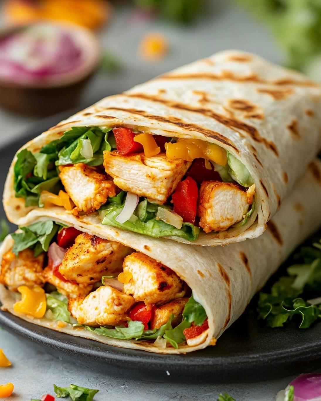 Cheesy Garlic Chicken Wraps Recipe
