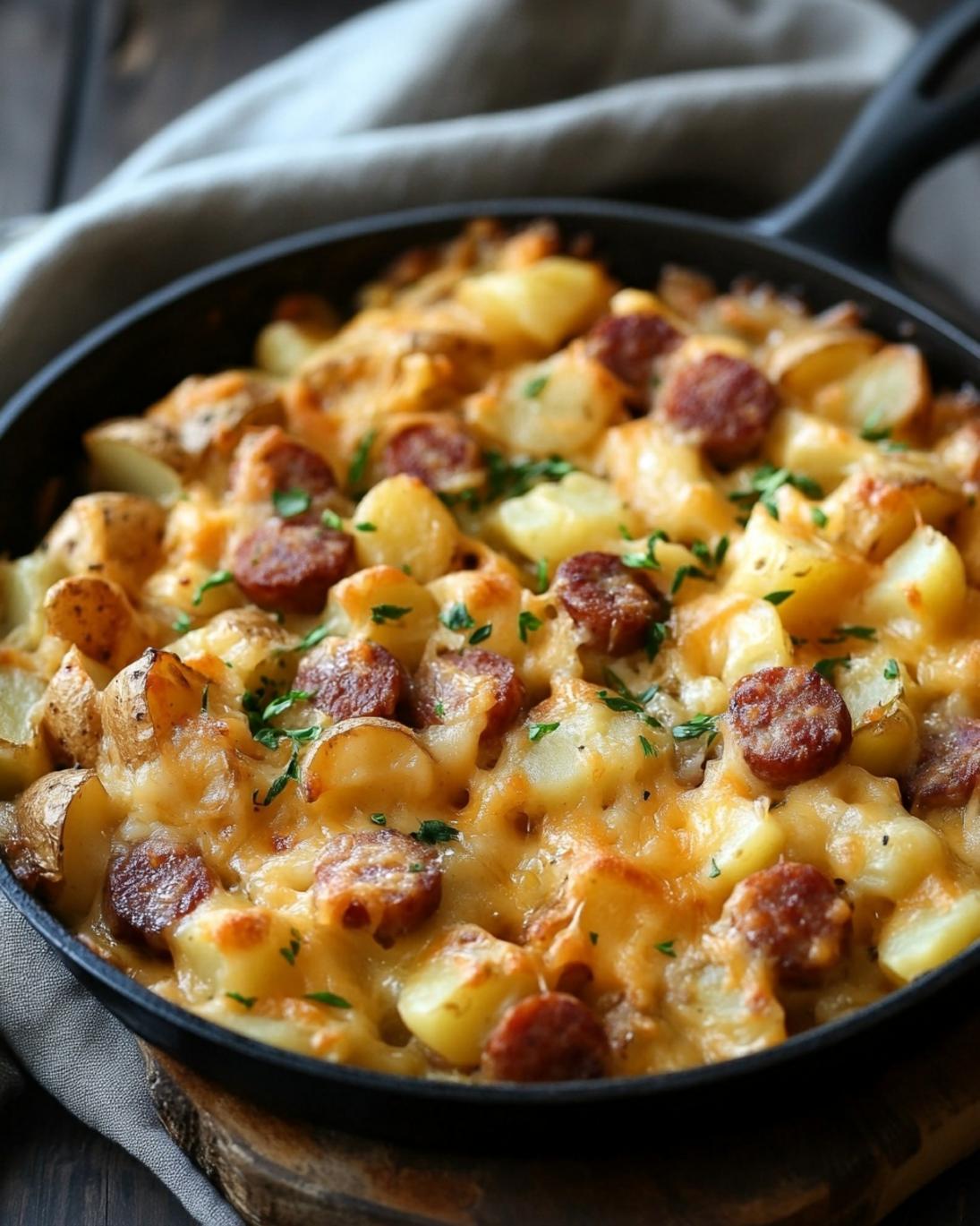 Cheesy Ranch Potatoes with Smoked Sausage Skillet 3