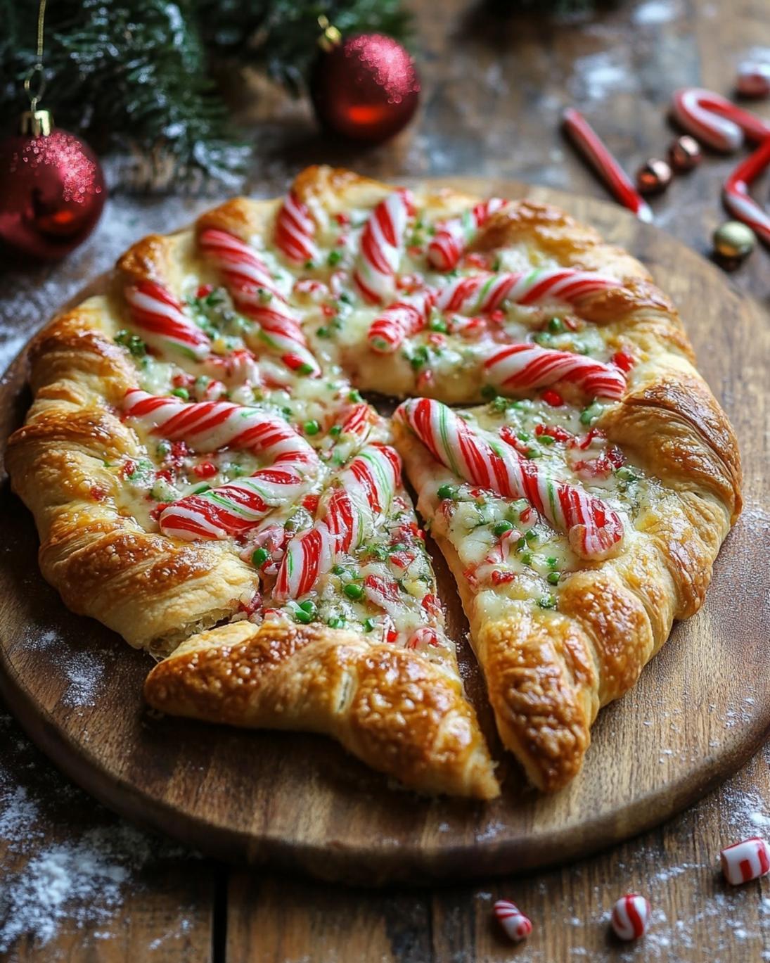 Christmas Candy Cane Pizza: Easy Holiday Appetizer Savory Crescent Bake