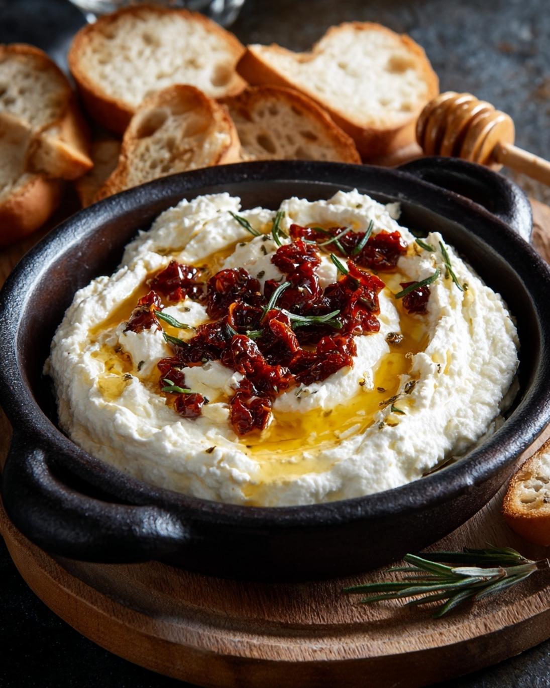 Creamy Ricotta Dip with Sweet and Spicy Hot Honey