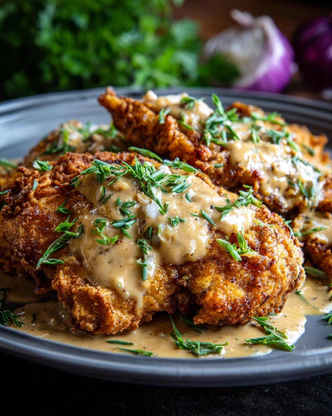 Crispy Homemade Chicken Fried Chicken with Creamy Gravy
