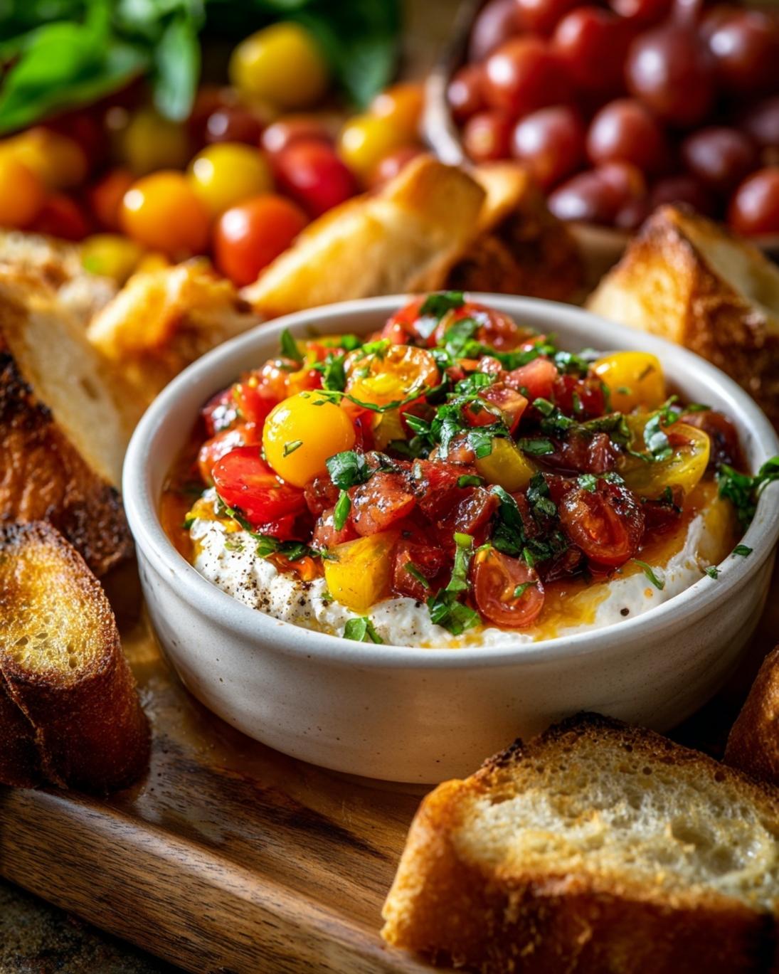 Easy Bruschetta Inspired Dip for Party Appetizers