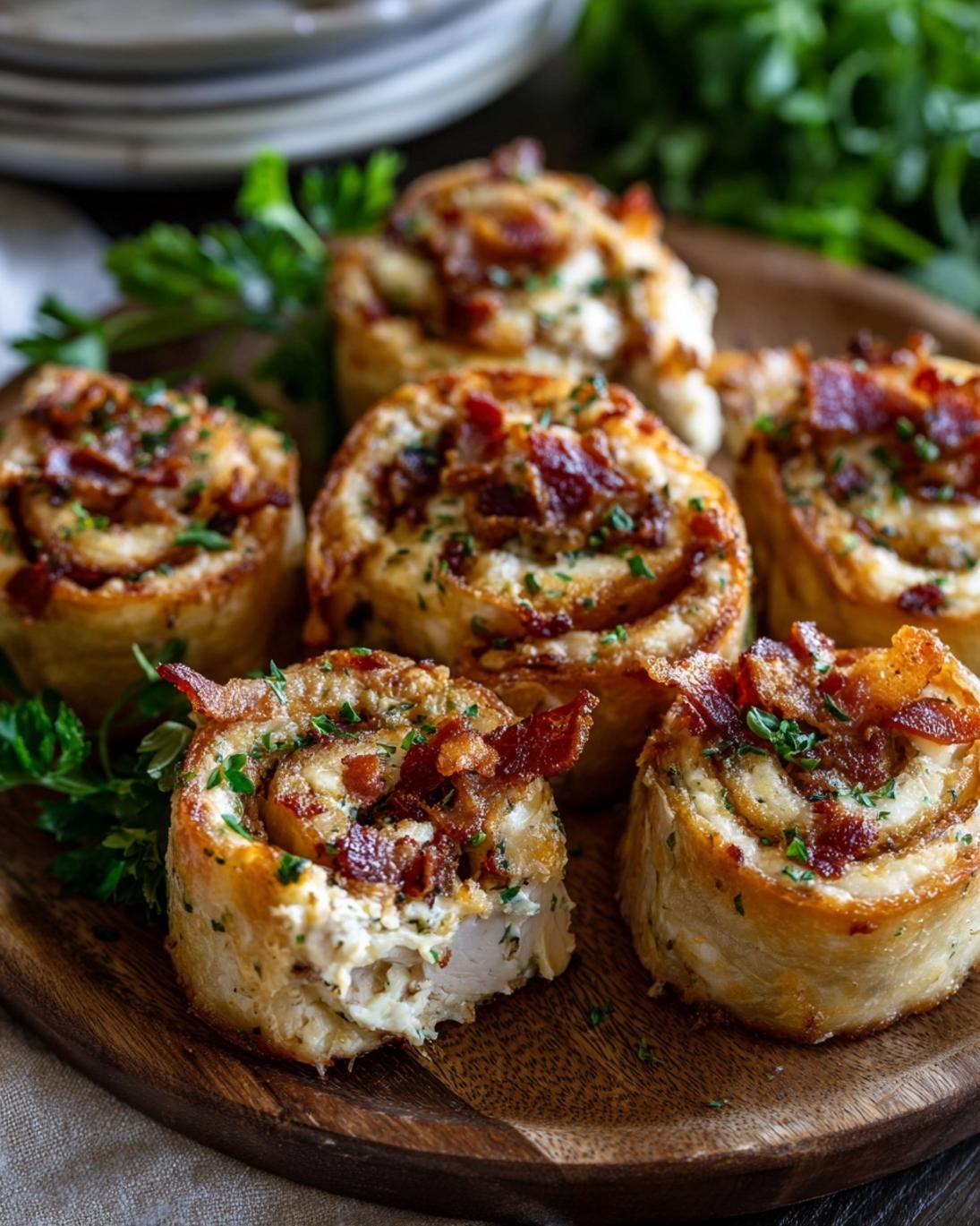 Easy Crispy Chicken Bacon Ranch Pinwheels