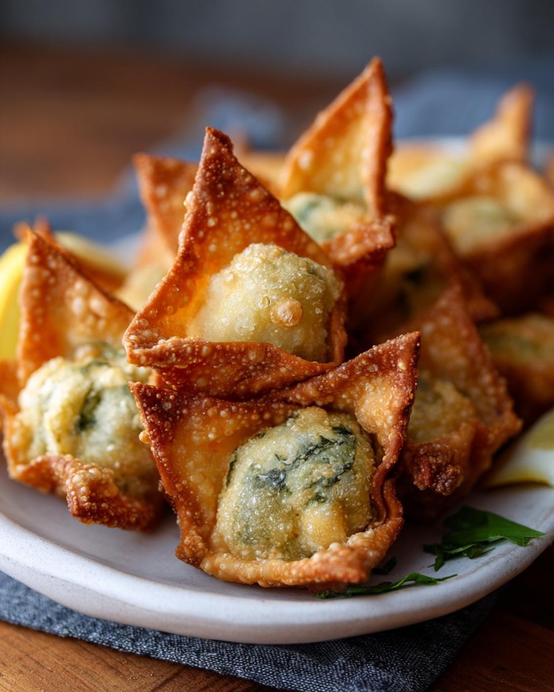 Easy Crispy Spinach Artichoke Wonton Bites