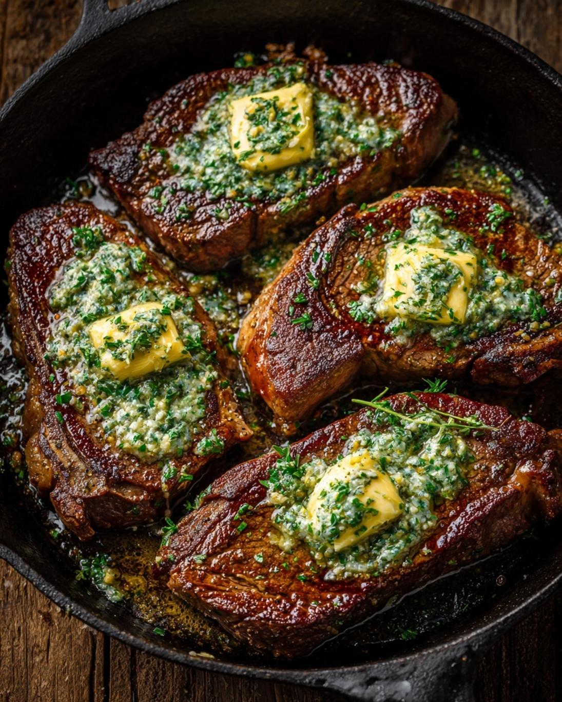 Easy Garlic Steak with Herb Butter