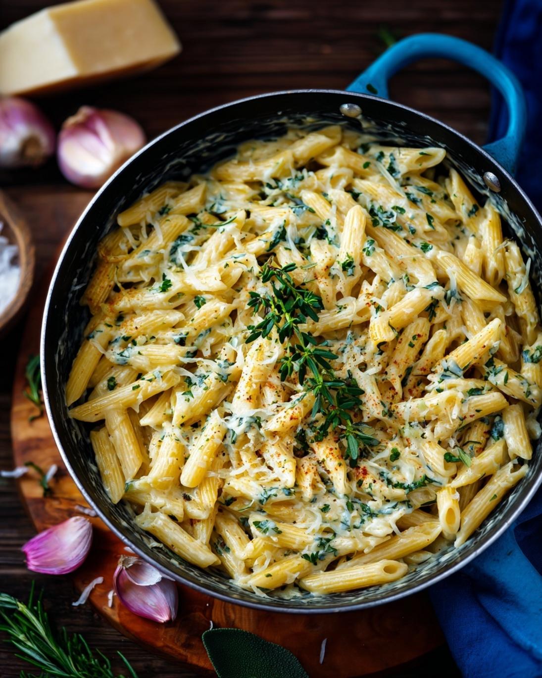 Easy One Pot Creamy Garlic and Herb Pasta