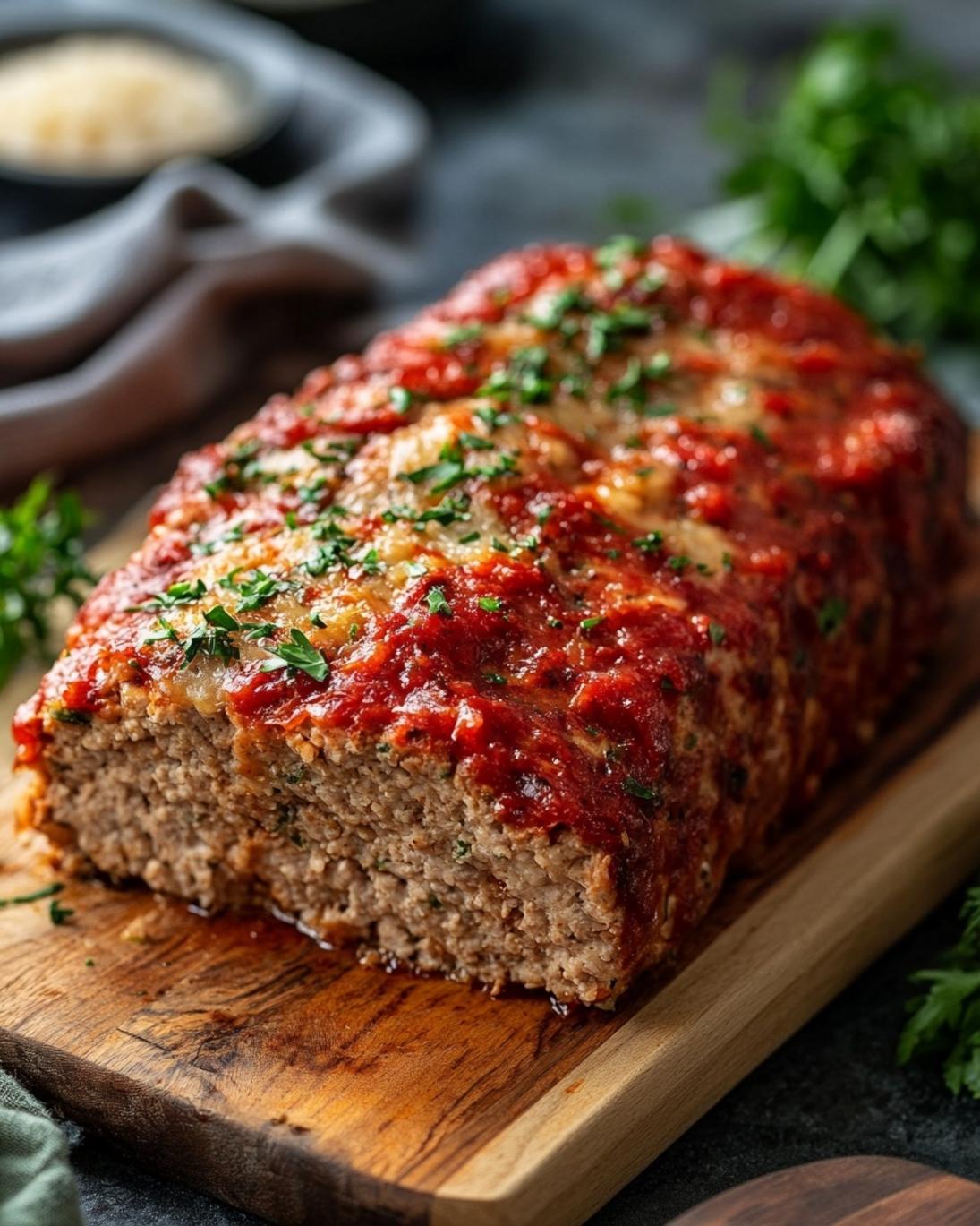 Savory Garlic Parmesan Chicken Meatloaf cooking