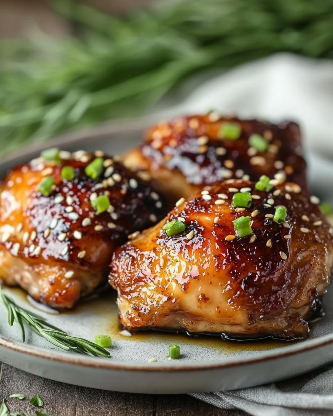 Sticky Honey Soy Glazed Chicken Thighs
