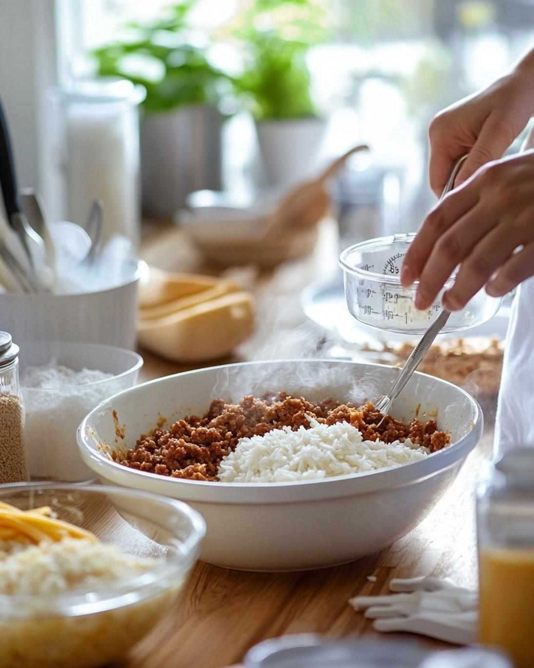 ingrediant of Cheesy Ground Beef and Rice Casserole